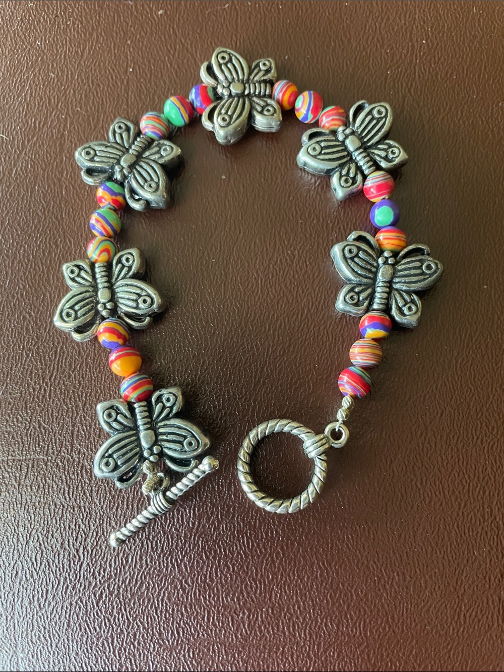Butterfly Bead Bracelet with toggle clasp